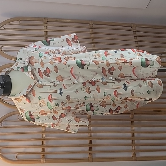 Mushroom shirt mens size large tan brown orange green - Picture 3 of 9